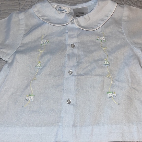 Two piece embroidery baby blue with white trim.Heirloom, portrait, classic - Picture 8 of 13